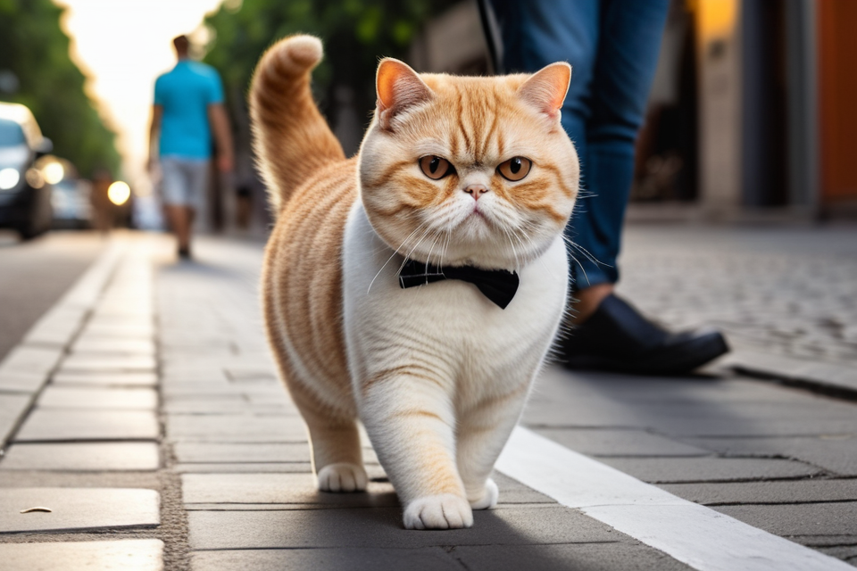 Экзотическая кошка гуляет фото